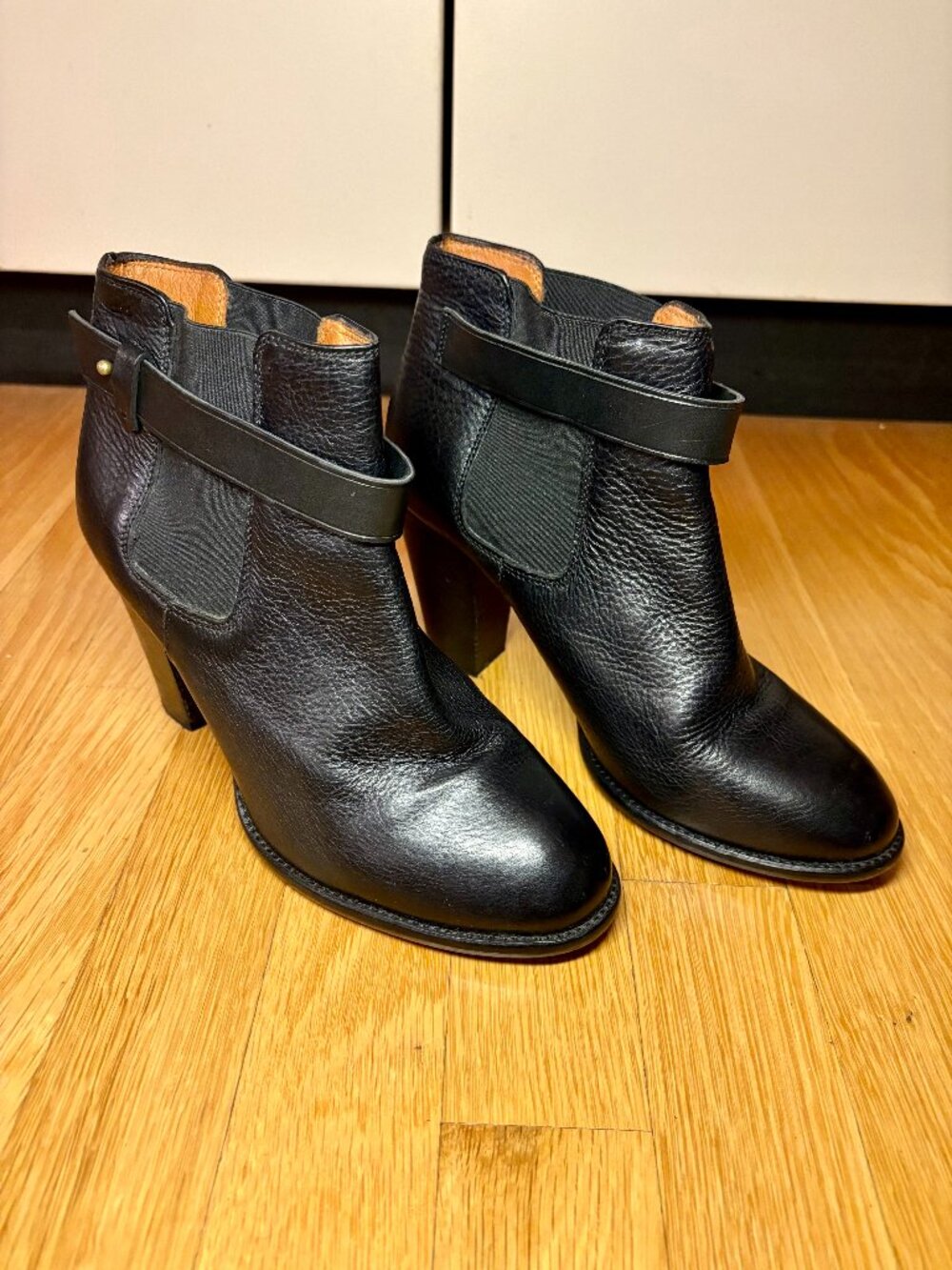 Madewell Black Leather Lonny Heeled Ankle Boots Size 7.5